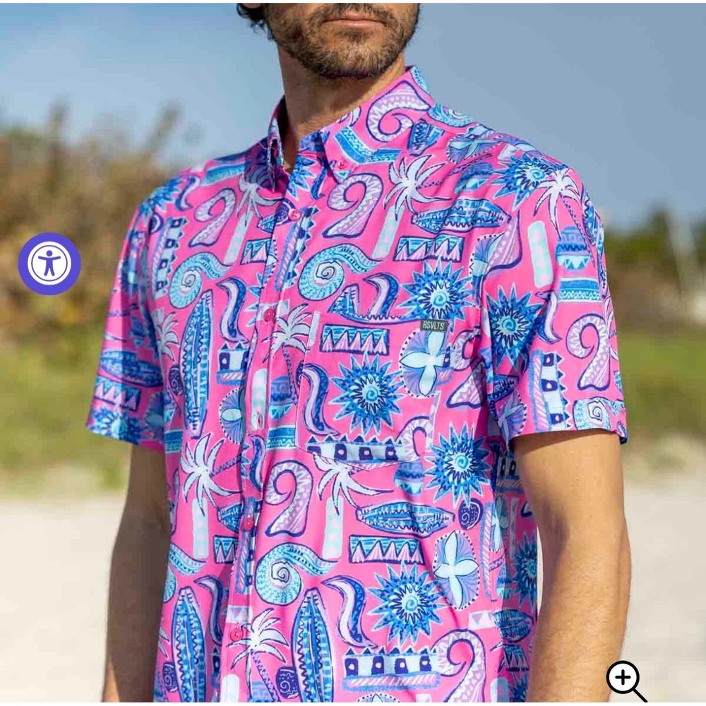 NEW RSVLTS Kunuflex Pink Sand Beach Button Down Shirt Size L